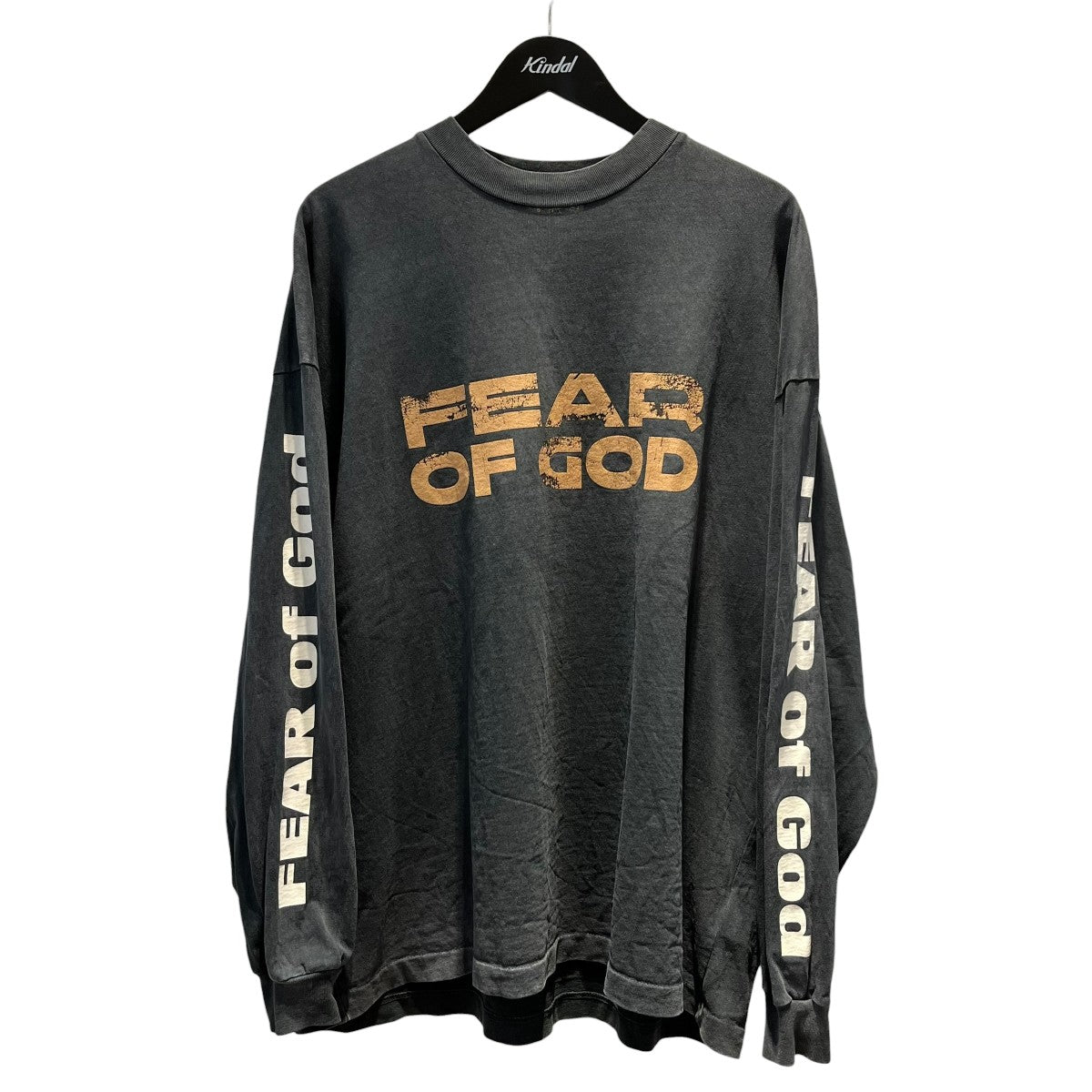 ウォッシュ加工 ロゴプリント長袖Tシャツ