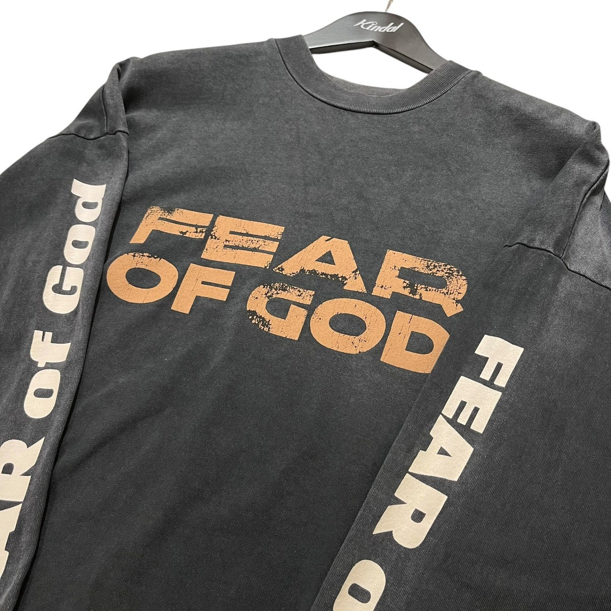 ウォッシュ加工 ロゴプリント長袖Tシャツ