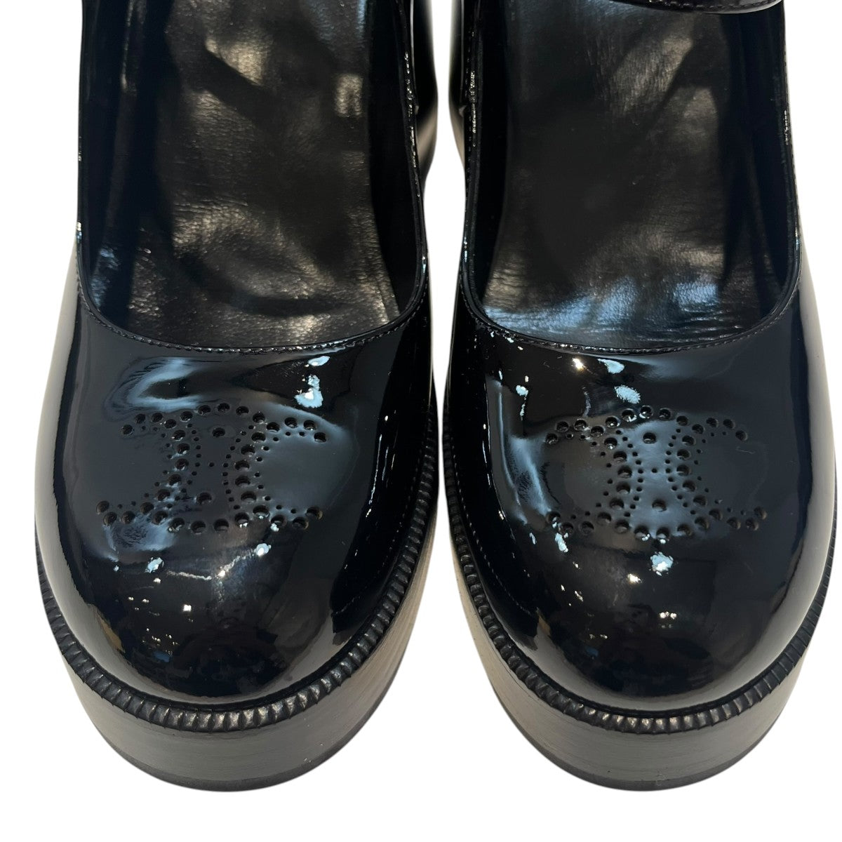 CELINE ダブルストラップチャンキーヒールパンプス360734582 古着・中古-5枚目のアイテム画像