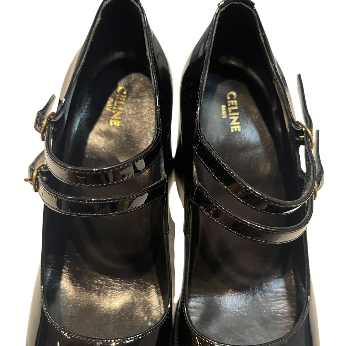 CELINE ダブルストラップチャンキーヒールパンプス360734582 古着・中古-9枚目のアイテム画像