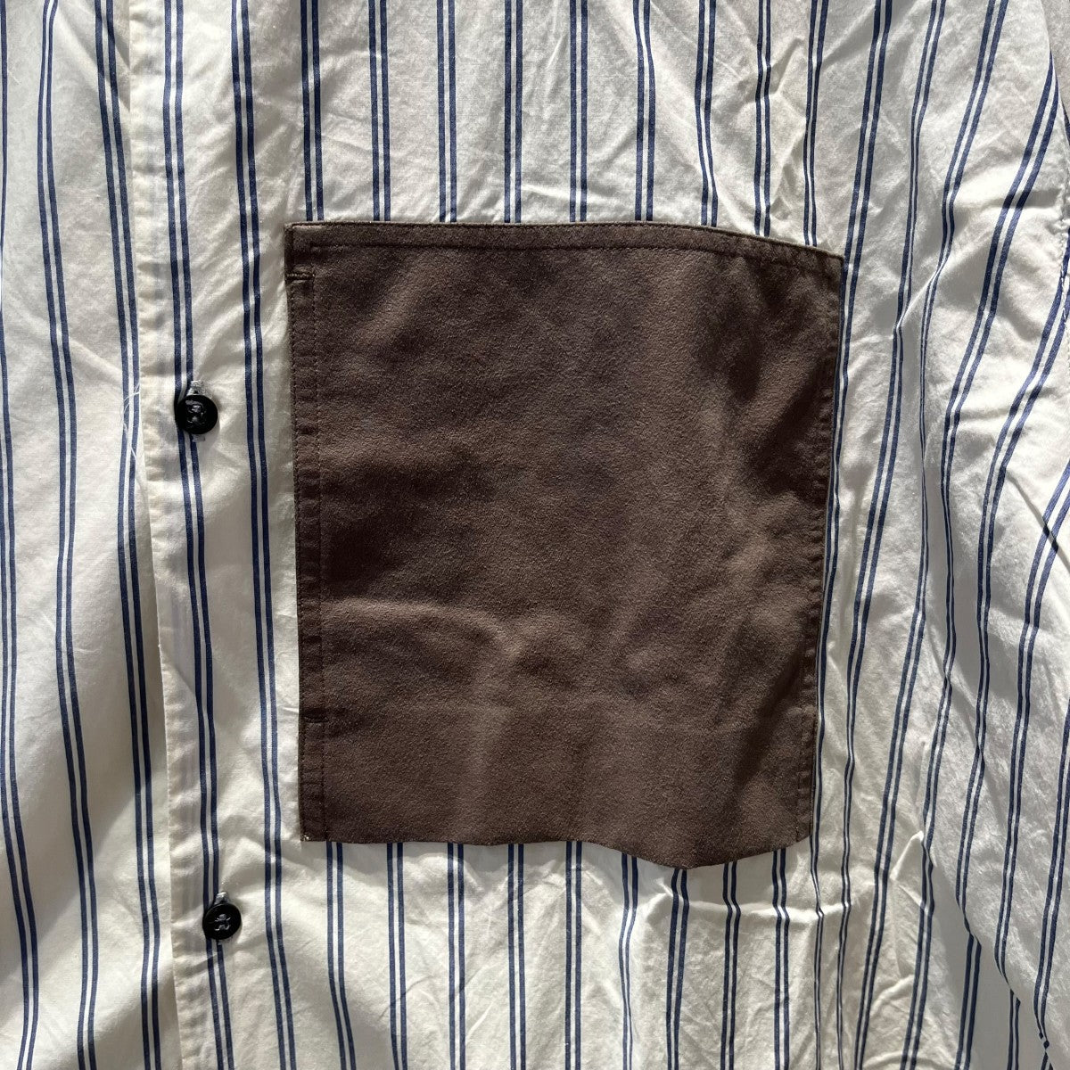 HIS SHIRTストライプノーカラーシャツ