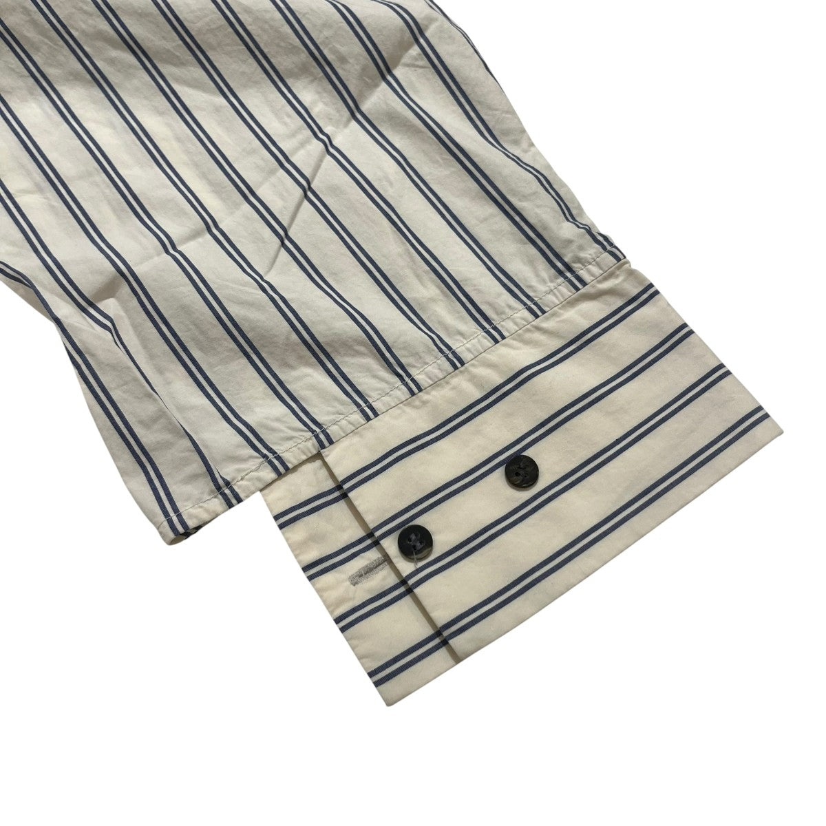 HIS SHIRTストライプノーカラーシャツ