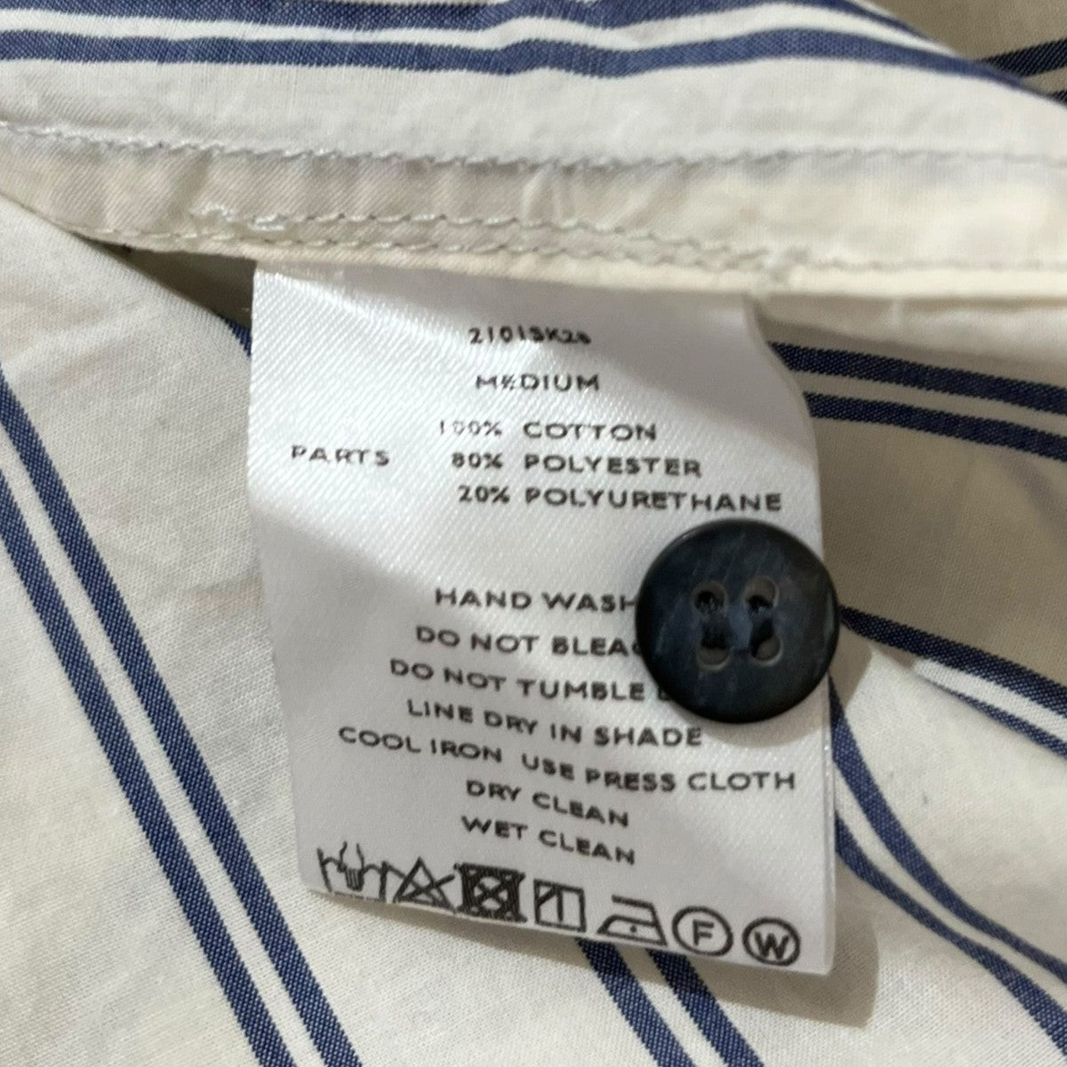 HIS SHIRTストライプノーカラーシャツ