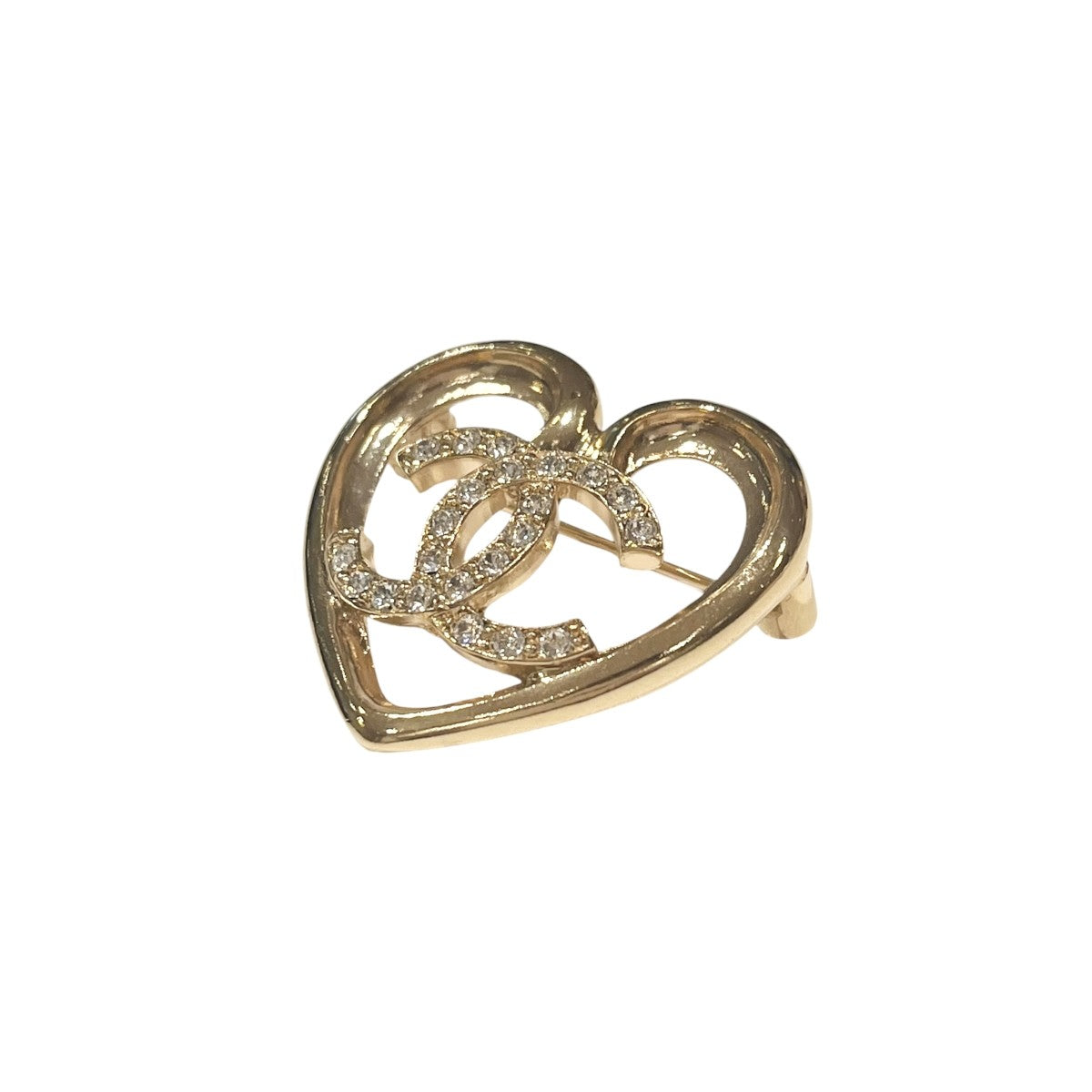 CHANEL ココマーク メタル ストラス ハート ブローチ ABA093 古着・中古-1枚目のアイテム画像