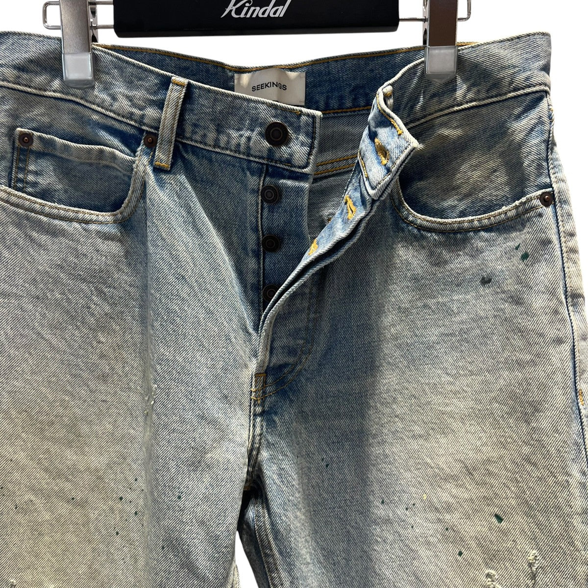 SIGNATURE SLIM DENIM VTGペイント・ダメージ加工デニムパンツ