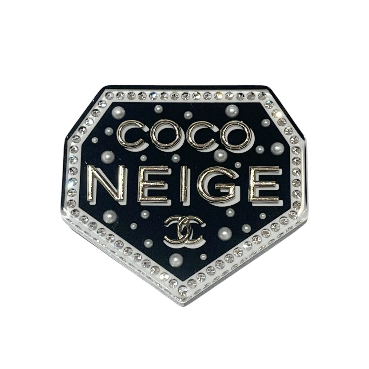 CHANEL COCO NEIGE ココ ネージュ エンブレム ブローチ D18B 古着・中古-1枚目のアイテム画像