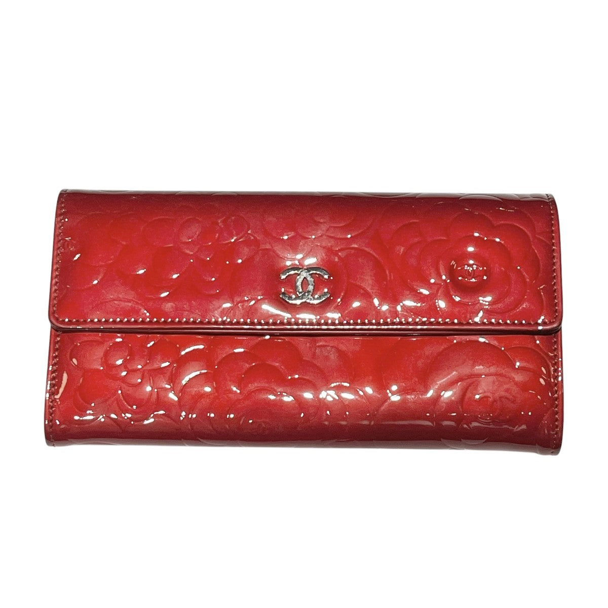 CHANEL カメリア フラップ長財布 ココマーク パテントレザー 古着・中古-3枚目のアイテム画像