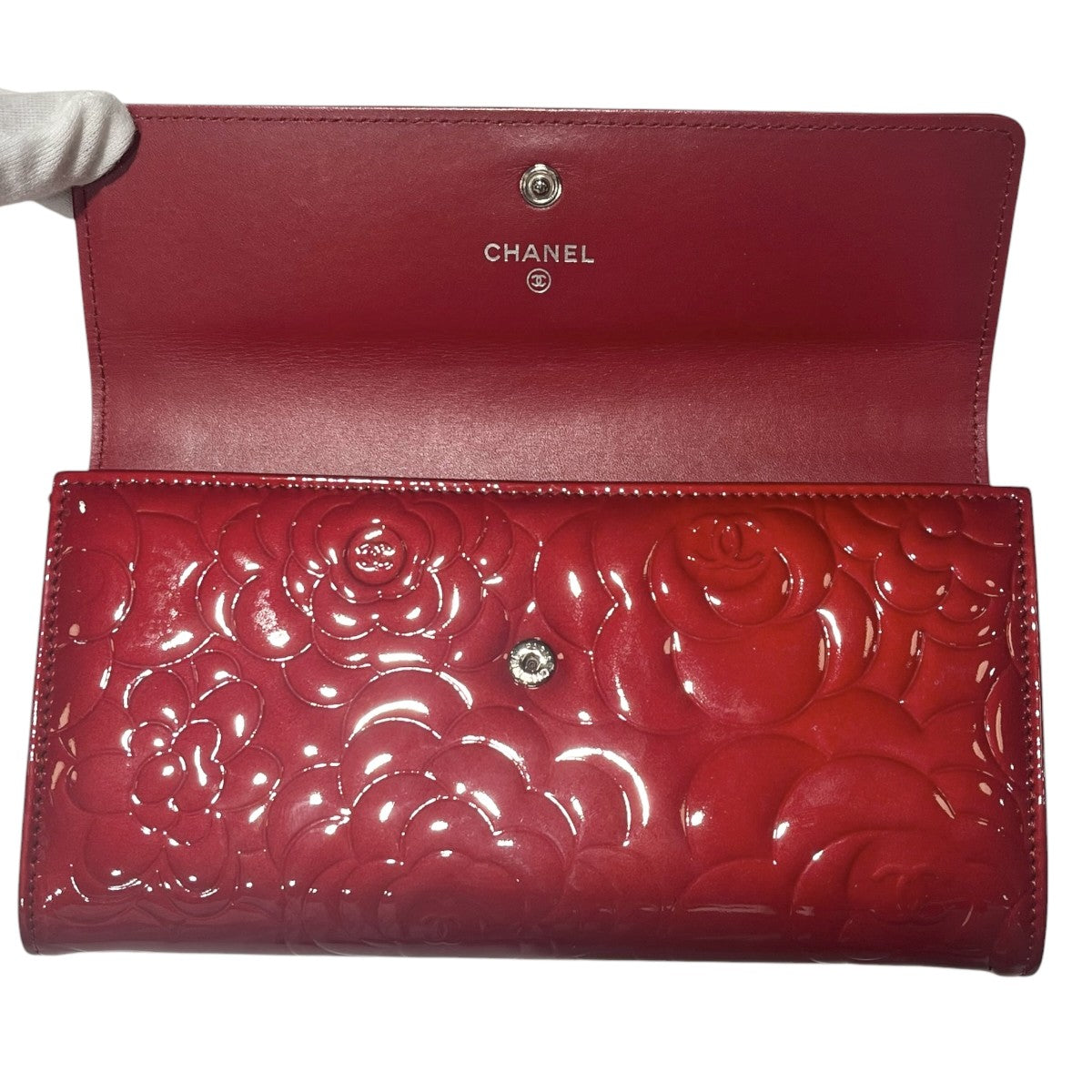 CHANEL カメリア フラップ長財布 ココマーク パテントレザー 古着・中古-6枚目のアイテム画像