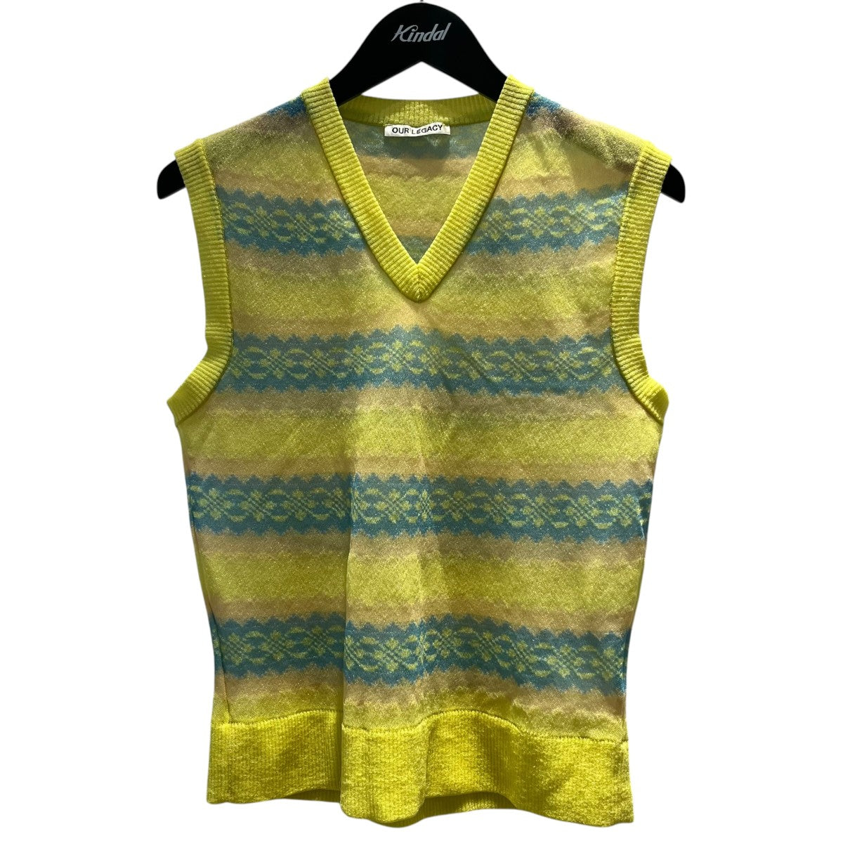 OUR LEGACY KIA KNITTED VESTフェアアイル柄VネックシアーニットベストM4213 古着・中古-1枚目のアイテム画像