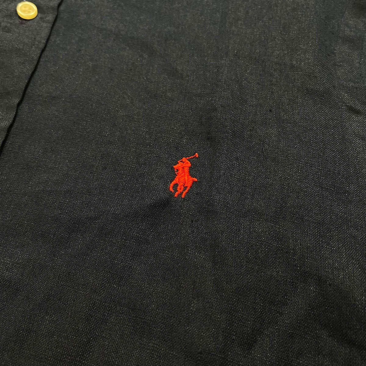 POLO RALPH LAUREN ポニー刺繍リネン長袖ボタンダウンシャツ 古着・中古-3枚目のアイテム画像