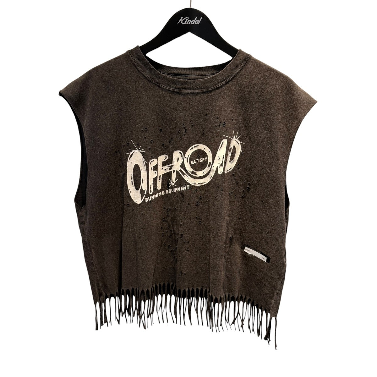 ダメージ加工 MothTech Fringed T-shirtノースリーブカットソーF2334