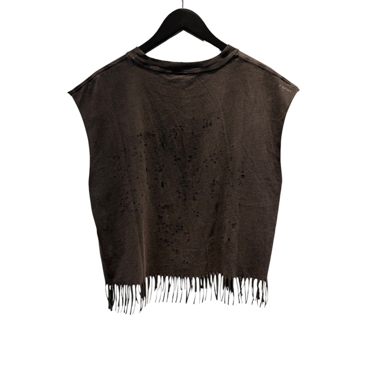ダメージ加工 MothTech Fringed T-shirtノースリーブカットソーF2334