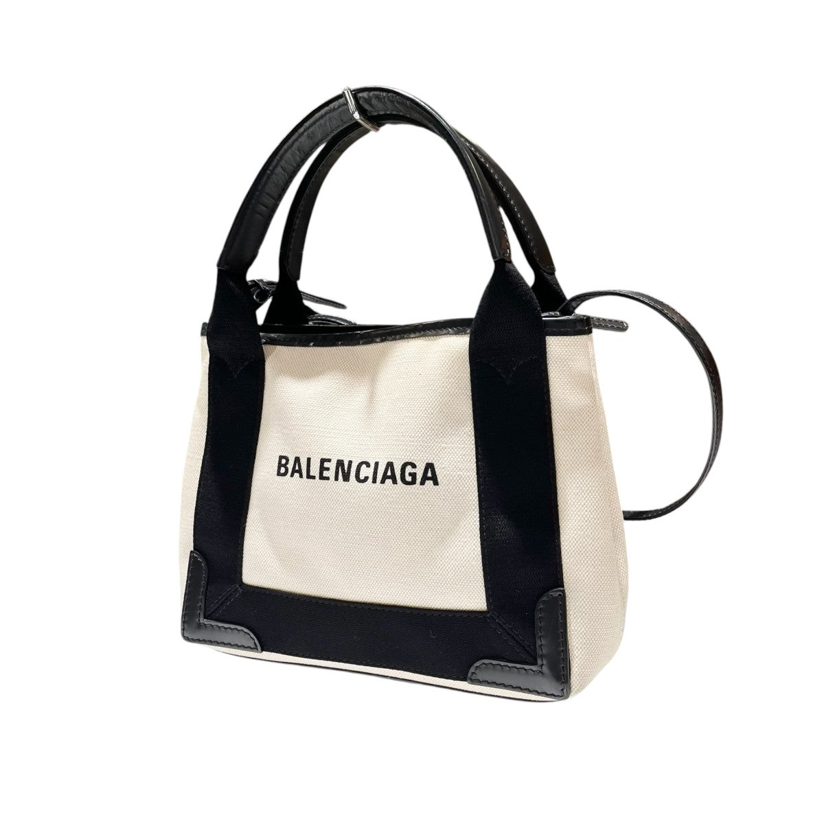 BALENCIAGA ネイビーカバスXS ロゴプリント 2WAYバッグ ハンドバッグ 390346 古着・中古-2枚目のアイテム画像