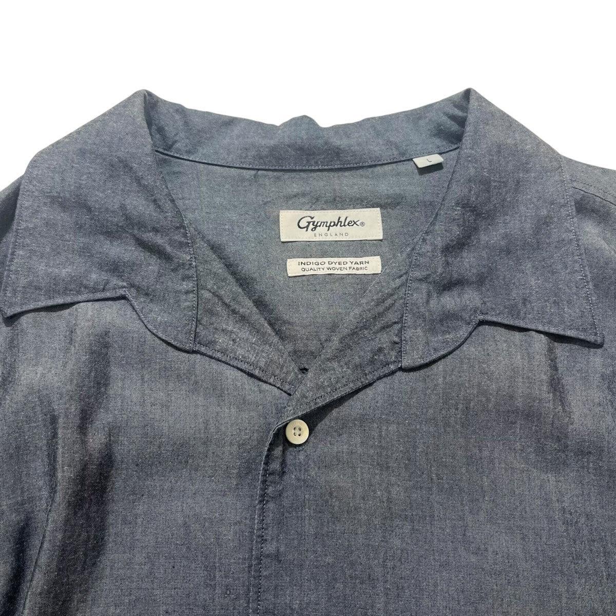 Gymphlex CHAMBRAY OPEN COLLAR SHIRT L／Sシャンブレーオープンカラー長袖シャツGY-B0369 古着・中古-3枚目のアイテム画像