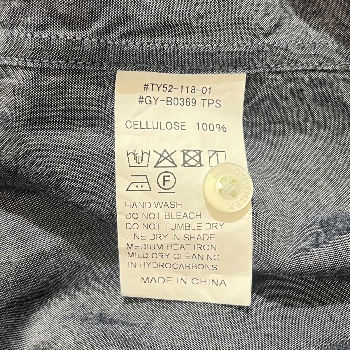 Gymphlex CHAMBRAY OPEN COLLAR SHIRT L／Sシャンブレーオープンカラー長袖シャツGY-B0369 古着・中古-8枚目のアイテム画像