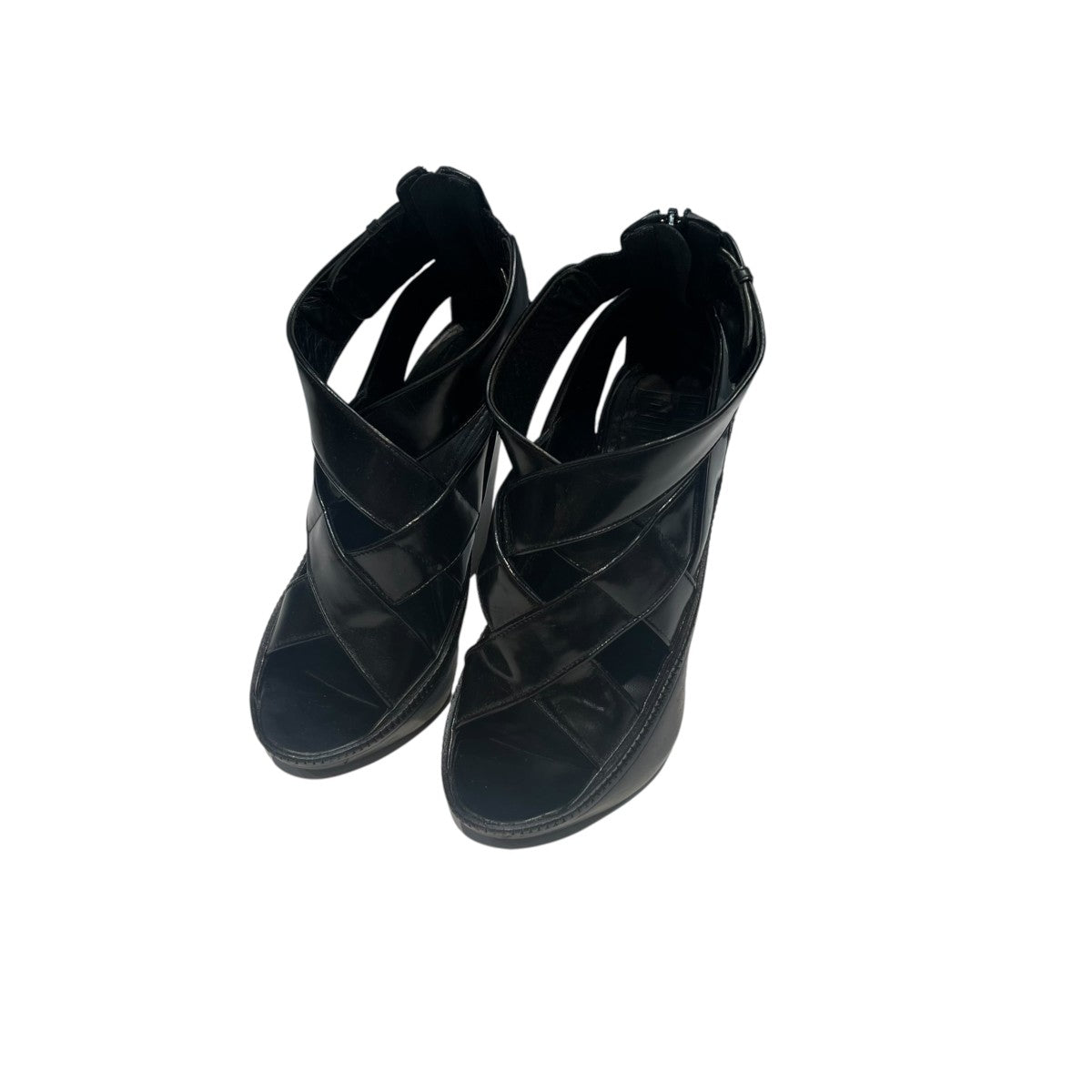 GIVENCHY バックジップ クロスストラップ レザーウェッジ サンダル 古着・中古-1枚目のアイテム画像