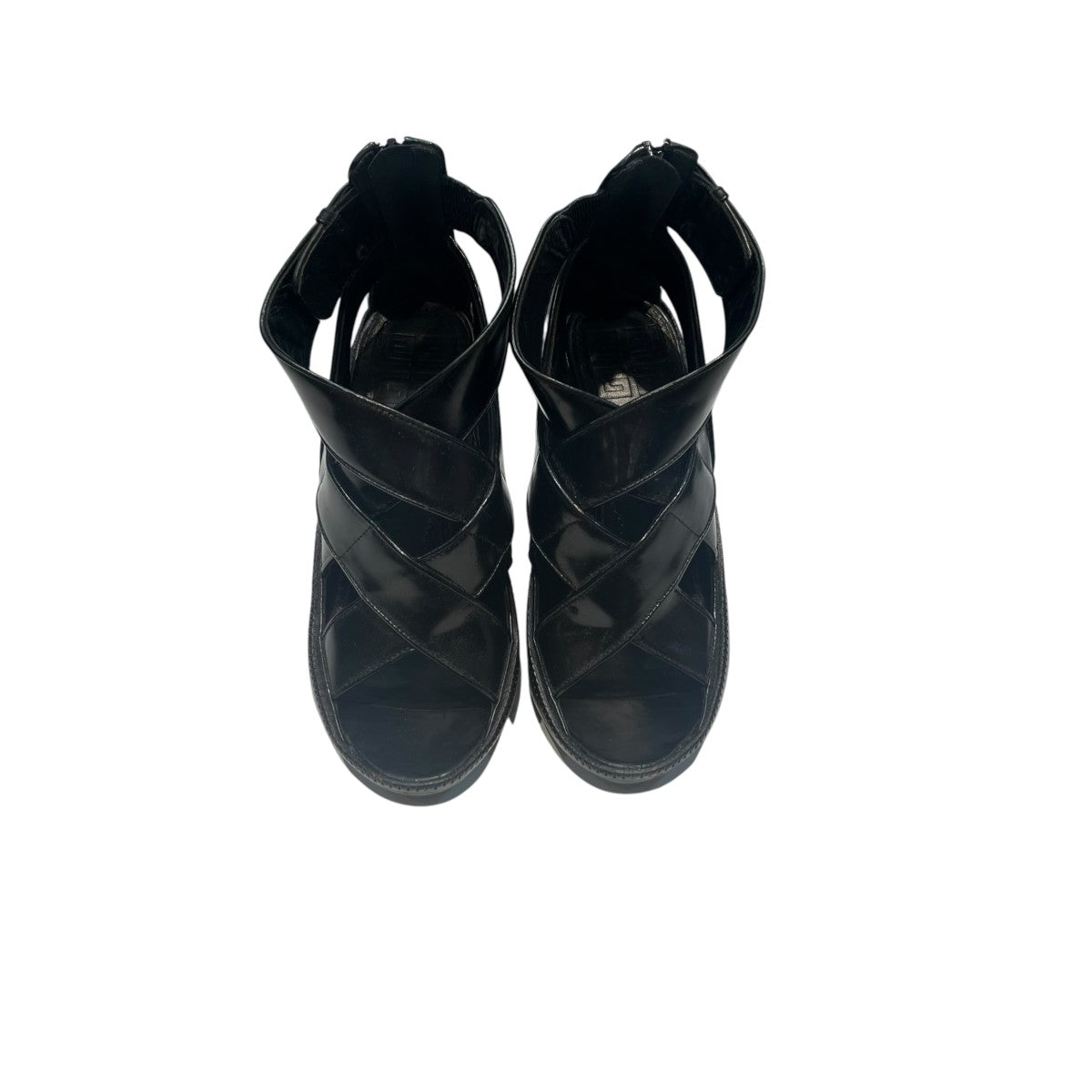 GIVENCHY バックジップ クロスストラップ レザーウェッジ サンダル 古着・中古-2枚目のアイテム画像