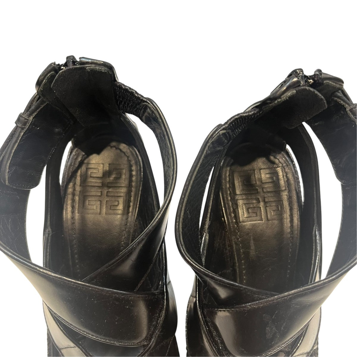 GIVENCHY バックジップ クロスストラップ レザーウェッジ サンダル 古着・中古-6枚目のアイテム画像