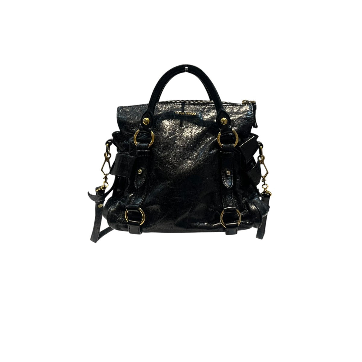 MIU MIU VITELLO LUX Ribbon2WAYバッグ 古着・中古-2枚目のアイテム画像