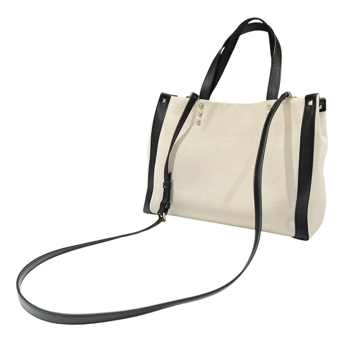 VALENTINO GARAVANI VLTN ロックスタッズ キャンバス 2WAY トートバッグ 古着・中古-3枚目のアイテム画像