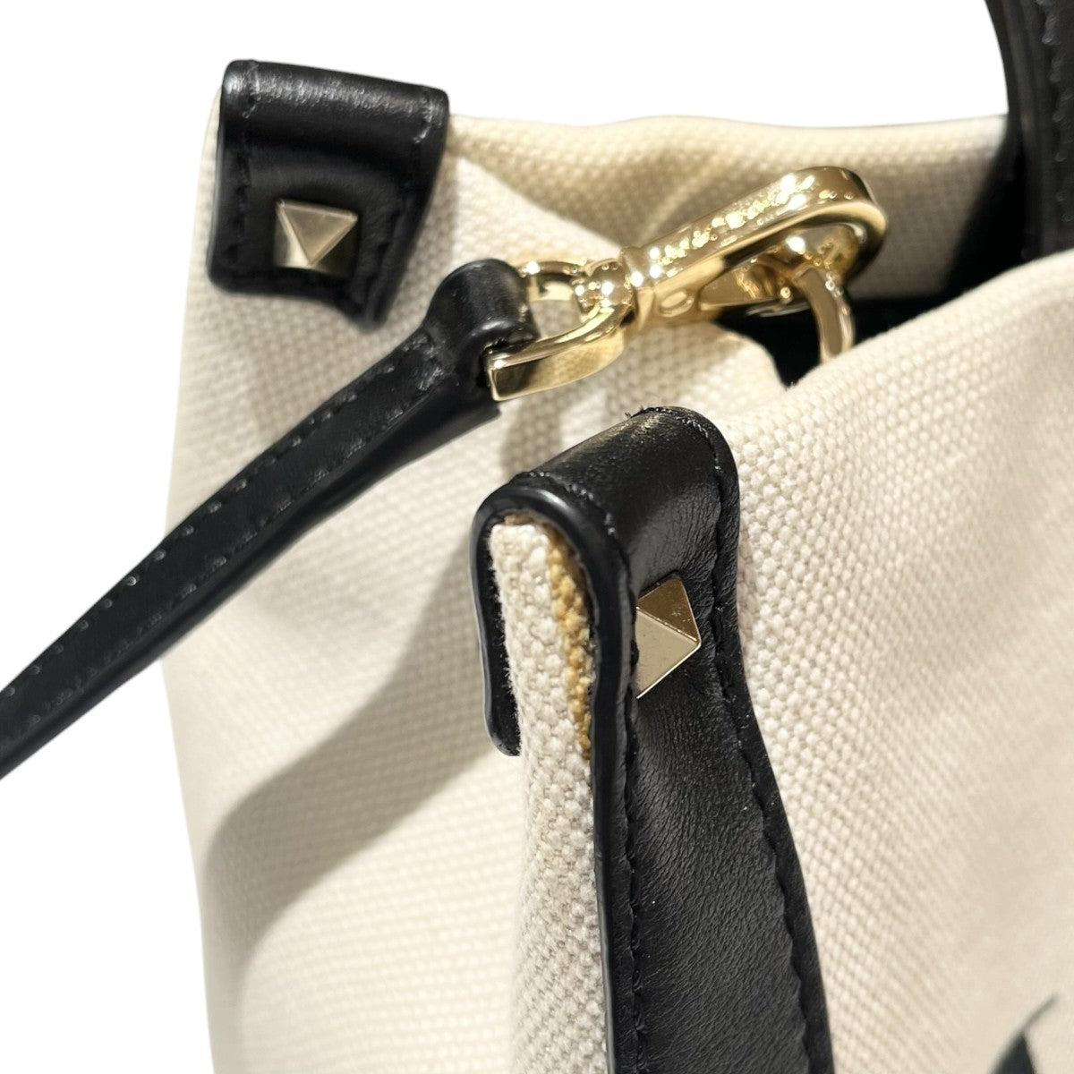 VALENTINO GARAVANI VLTN ロックスタッズ キャンバス 2WAY トートバッグ 古着・中古-5枚目のアイテム画像