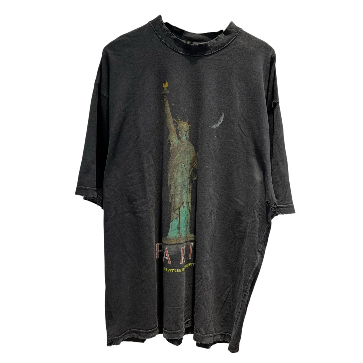 BALENCIAGA PARIS LIBERTYヴィンテージ加工自由の女神プリントＴシャツ764235TQVR9 24AW 古着・中古-1枚目のアイテム画像