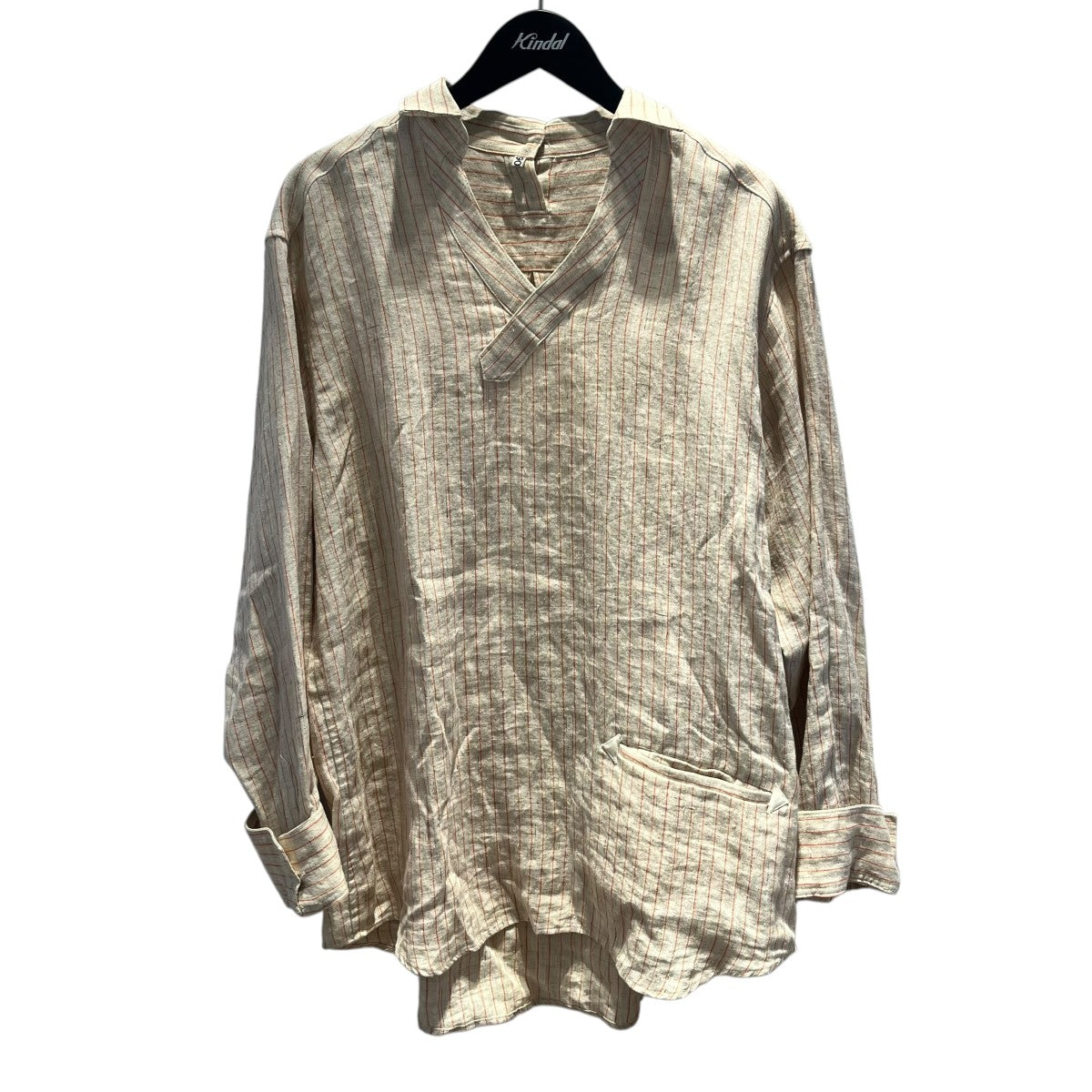 KHOKI Stripe Linen Pullover Shirtストライププルオーバー22SS-B-02 古着・中古-1枚目のアイテム画像