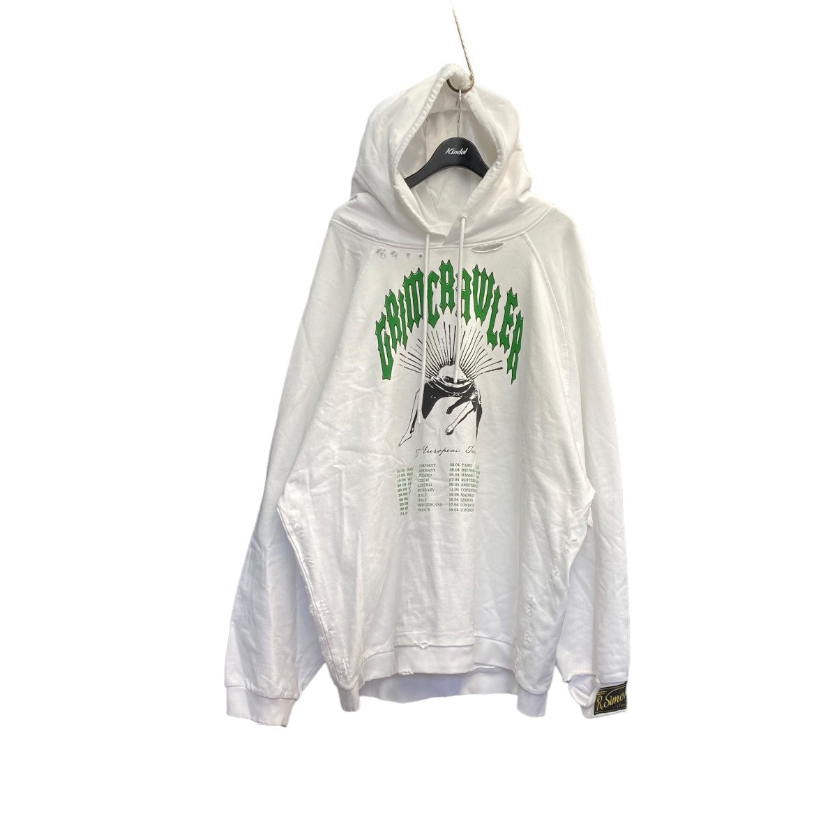 RAF SIMONS(ラフシモンズ) 2022SS「DestroyedoversizedhoodieGrimrawler」プリントパーカー 19003  0010 ホワイト サイズ M｜【公式】カインドオルオンライン ブランド古着・中古通販【kindal】