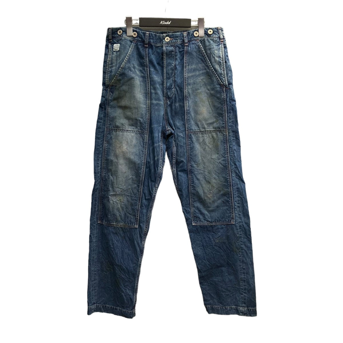 「EVANS」 ユーズド加工ダブルニーデニムパンツ