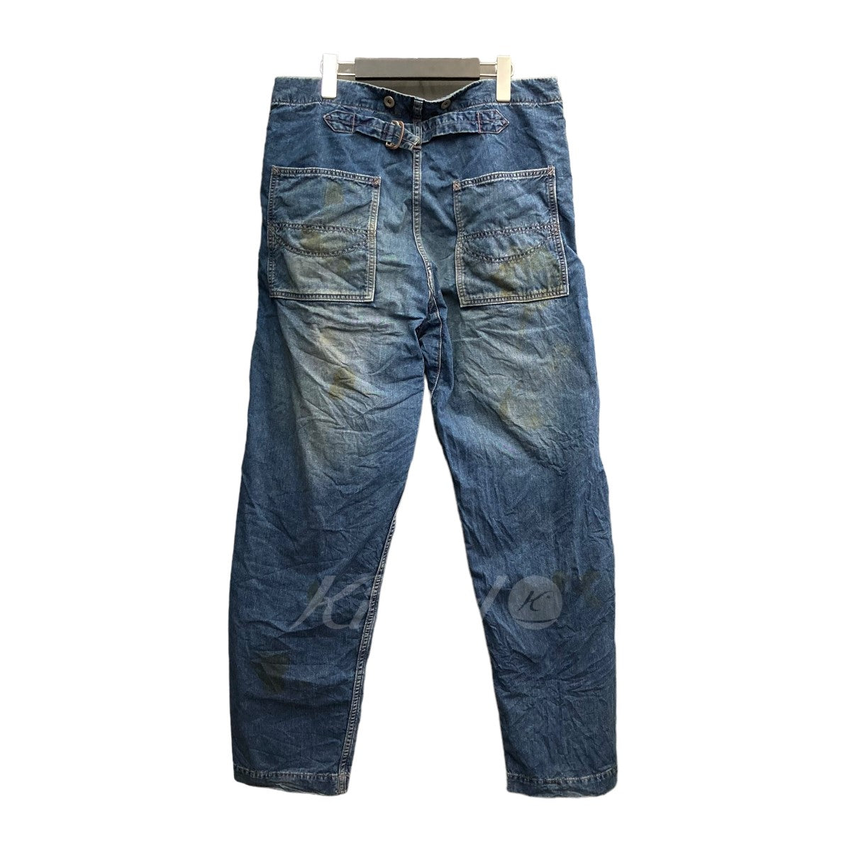 「EVANS」 ユーズド加工ダブルニーデニムパンツ
