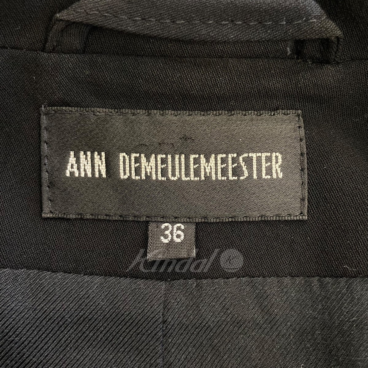 ANN DEMEULEMEESTER(アンドゥムルメステール) オリゾンティタグ 本人期 デザインテーラードジャケット 352-21-48027  ブラック サイズ 15｜【公式】カインドオルオンライン ブランド古着・中古通販【kindal】