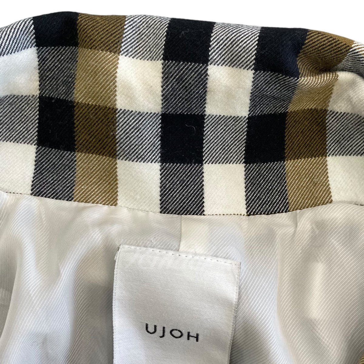 チェック柄ベルテッドコート