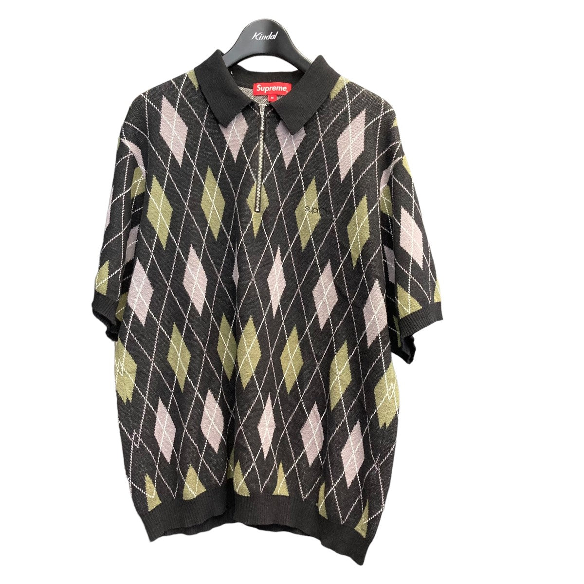 Supreme 21AWArgyle Zip Poloアーガイルニットポロシャツ 古着・中古-1枚目のアイテム画像