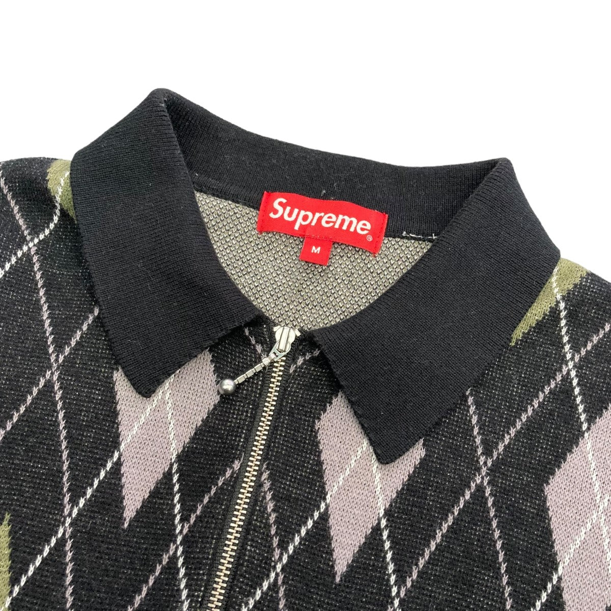 Supreme 21AWArgyle Zip Poloアーガイルニットポロシャツ 古着・中古-3枚目のアイテム画像