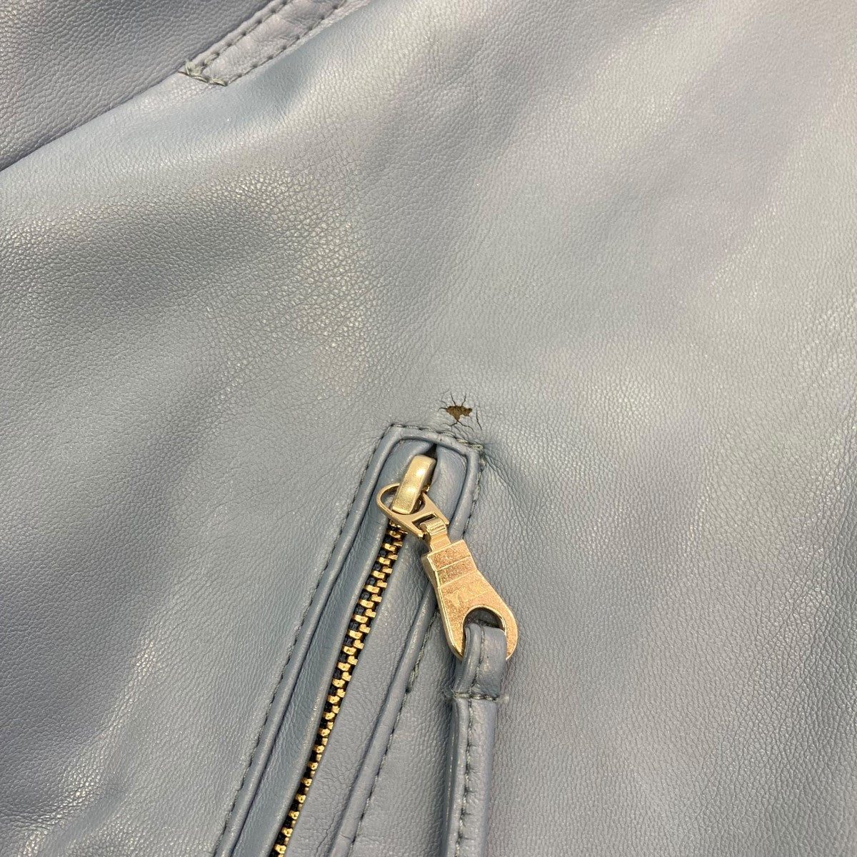 AMERI(アメリ) 22AWEGG GATHER LEATHER JACKETフェイクレザー