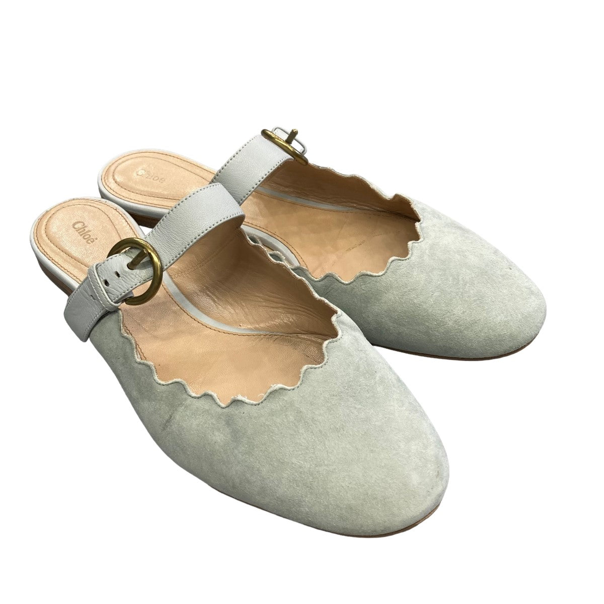 Chloe スエードベルトミュール011855 古着・中古-1枚目のアイテム画像