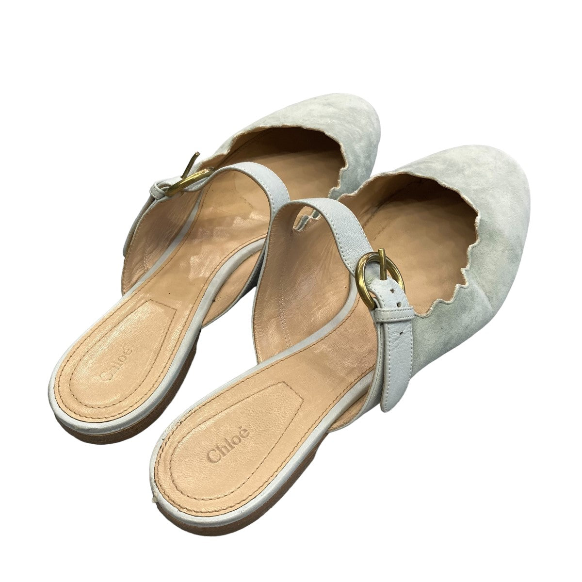Chloe スエードベルトミュール011855 古着・中古-2枚目のアイテム画像