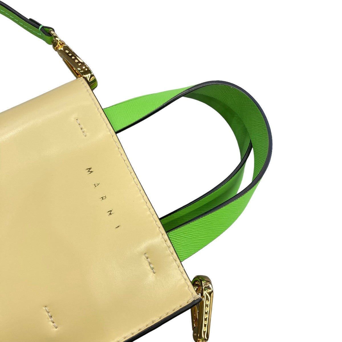 MARNI イエロー ハイヒール 35 ゴールド イエロー ストライプ柄ラフィアエフェクトスモール Trunkaroo