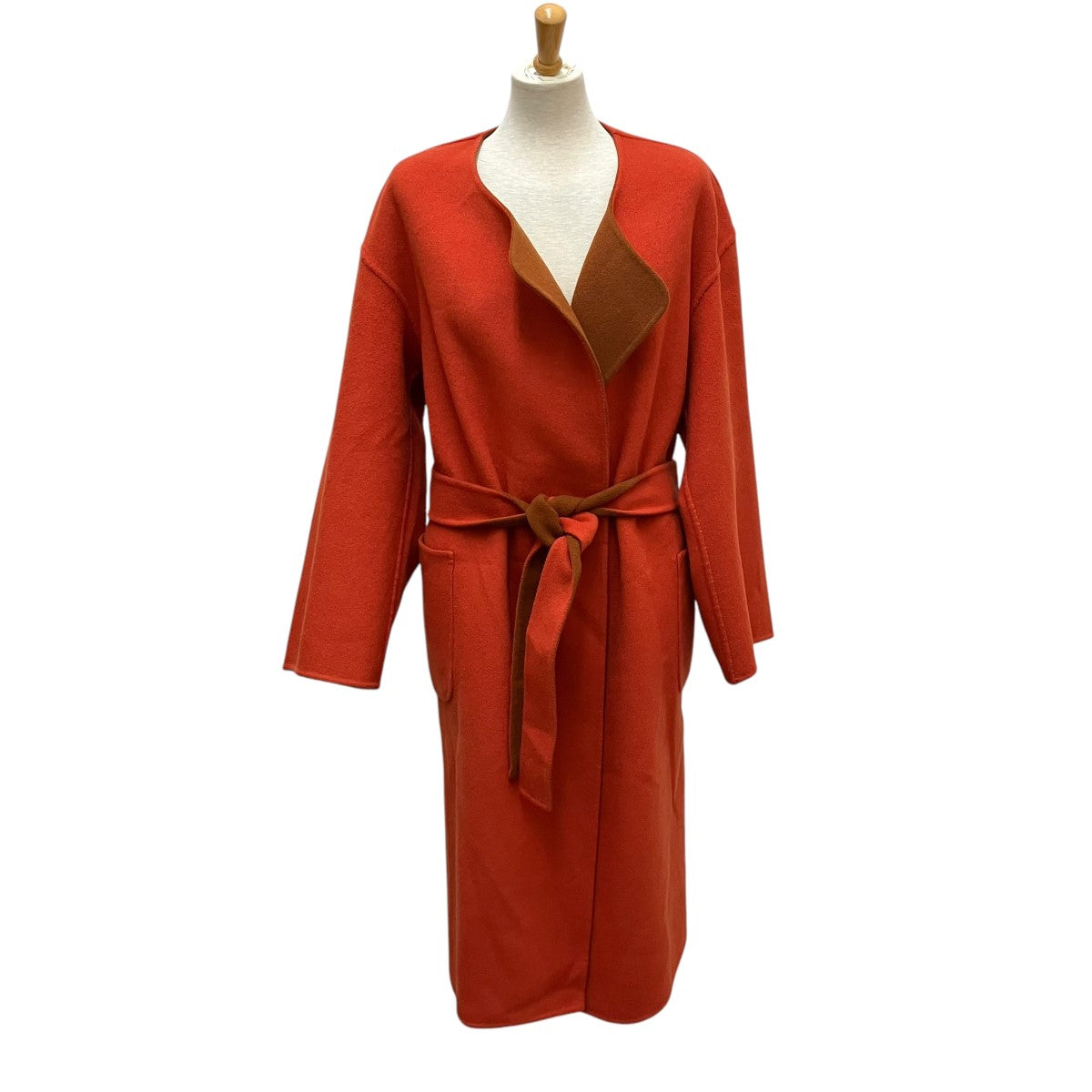 6(ROKU) BEAUTY＆YOUTH(ロクビューティアンドユース) REVER SEWING GOWN COATリバーシブルノーカラーコート8625  104 0106 8625 104 0106 ブラウン×オレンジ サイズ 34｜【公式】カインドオルオンライン ブランド古着・中古通販【kindal】