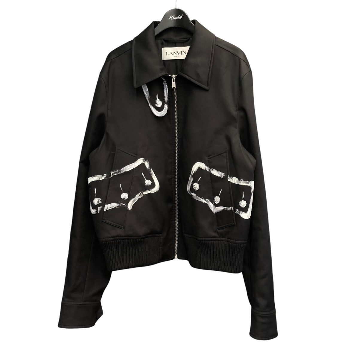 LANVIN(ランバン) Paint Effect Cotton JacketペイントデザインブルゾンRM-JA0128-5391-A22  RM-JA0128-5391-A22 ブラック サイズ 50｜【公式】カインドオルオンライン ブランド古着・中古通販【kindal】