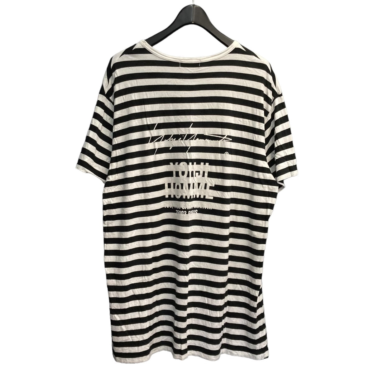 Yohji Yamamoto pour homme(ヨウジヤマモトプールオム) ロゴプリントボーダーTシャツHW-T14-270 HW-T14-270  ホワイト×ブラック サイズ 3｜【公式】カインドオルオンライン ブランド古着・中古通販【kindal】