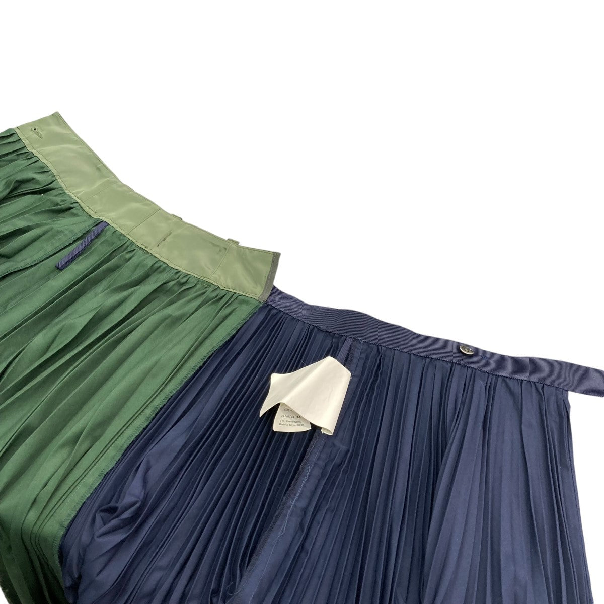 sacai(サカイ) 20SSCotton Poplin Pleated Skirtバイカラープリーツ巻きスカート20-04887 20-04887  ネイビー×グリーン サイズ 0｜【公式】カインドオルオンライン ブランド古着・中古通販【kindal】