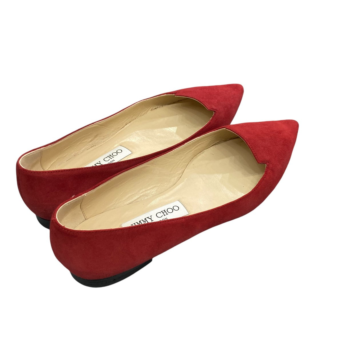JIMMY CHOO(ジミーチュウ) スエードローヒールパンプス レッド