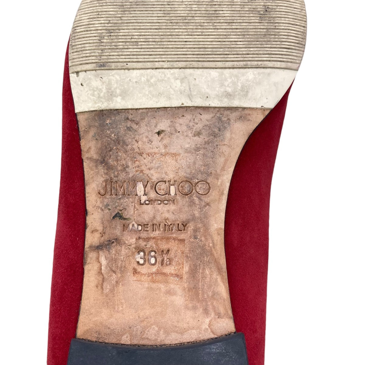 JIMMY CHOO(ジミーチュウ) スエードローヒールパンプス レッド