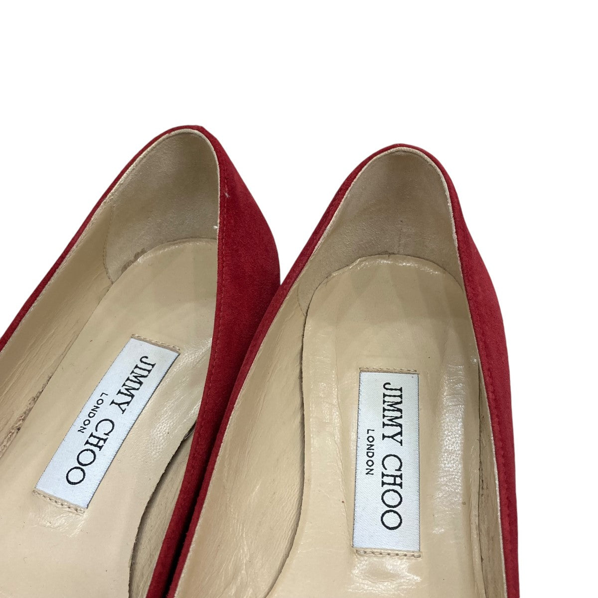 JIMMY CHOO(ジミーチュウ) スエードローヒールパンプス レッド