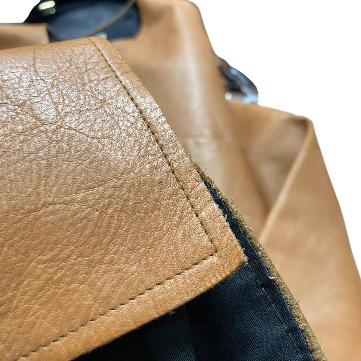 21ss sunsea サンシー モータ－サイクルw ジャケット camel SUNSEA(サンシー) 21SSMOTOR CYCLE W Jacketレザージャケット