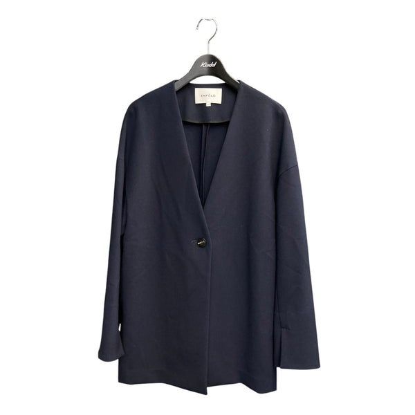 ENFOLD エンフォルド ノーカラー ジャケット 38 ネイビー ENFOLD(エンフォルド) 22SSノーカラージャケット300FS230-0950
