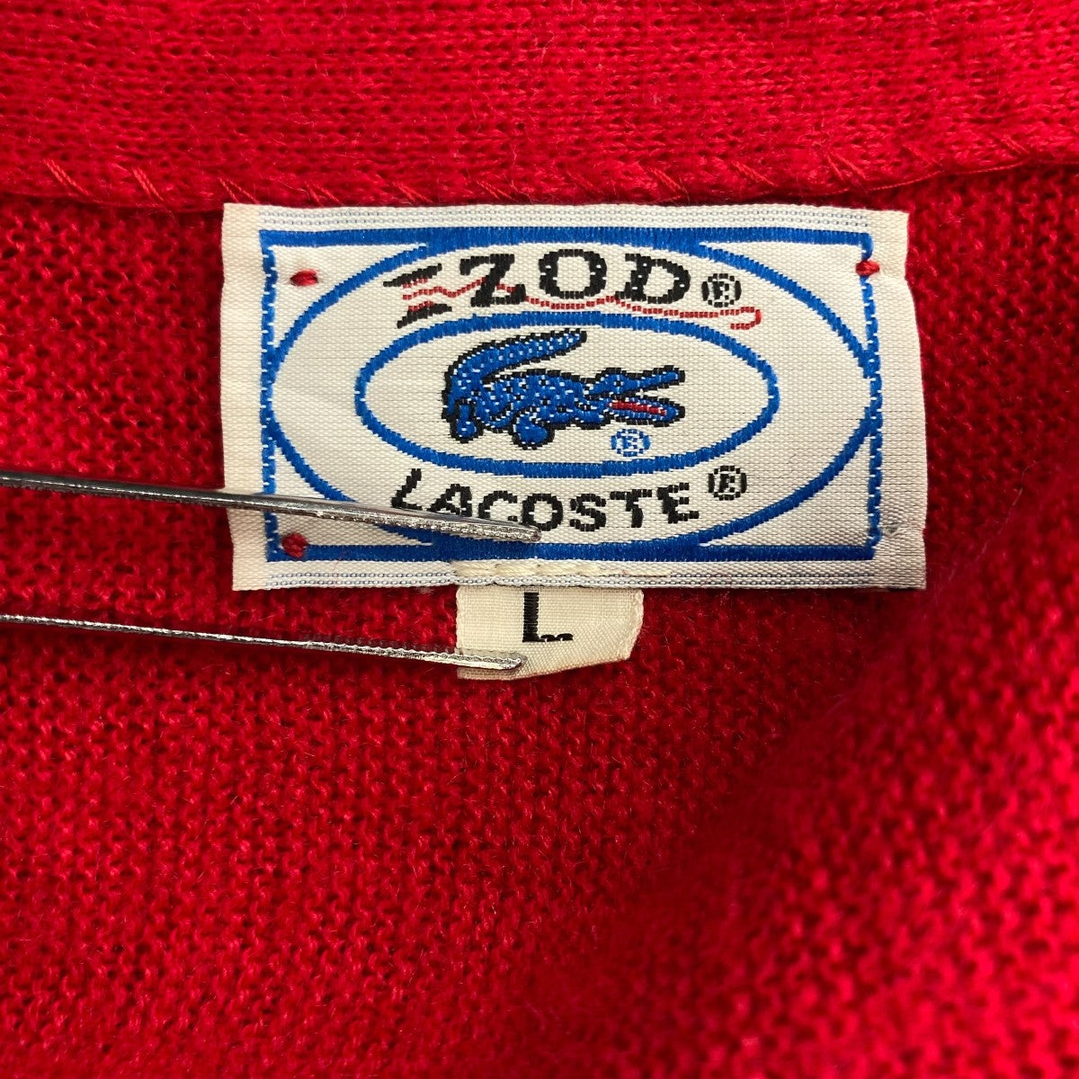 即納！最大半額！ IZOD LACOSTE(ラコステ) 青ワニ レッド 糸巻タグカーディガン トップス