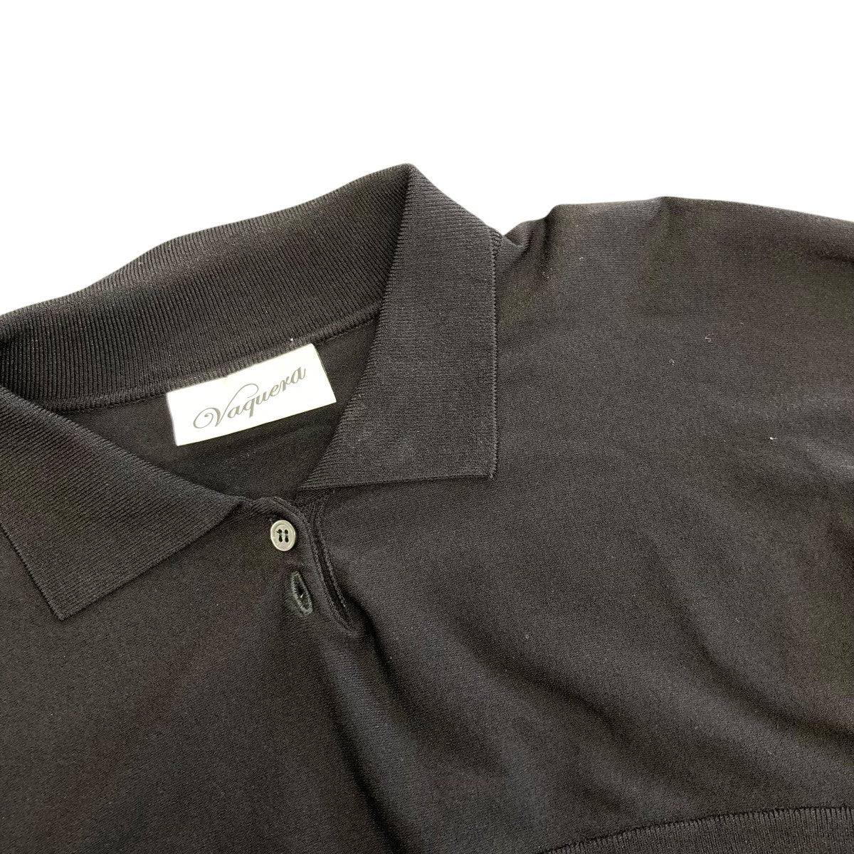 ヴァケラ VAQUERA cropped knit polo shirt ニットポロシャツ VAQ07N006-1 ブラック サイズ：XL VAQUERA(ヴァケラ) cropped knit polo shirtニットポロシャツ