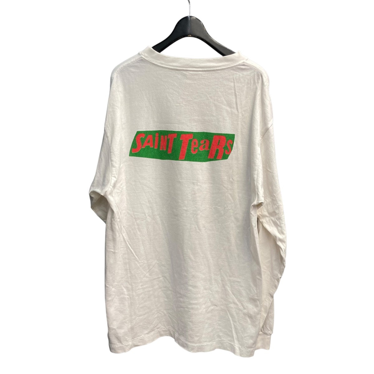 SAINT MICHAELセメントホワイトの稲妻プリント長袖Tシャツ M SAINT MICHAELセメントホワイトの稲妻プリント長袖Tシャツ M SAINT